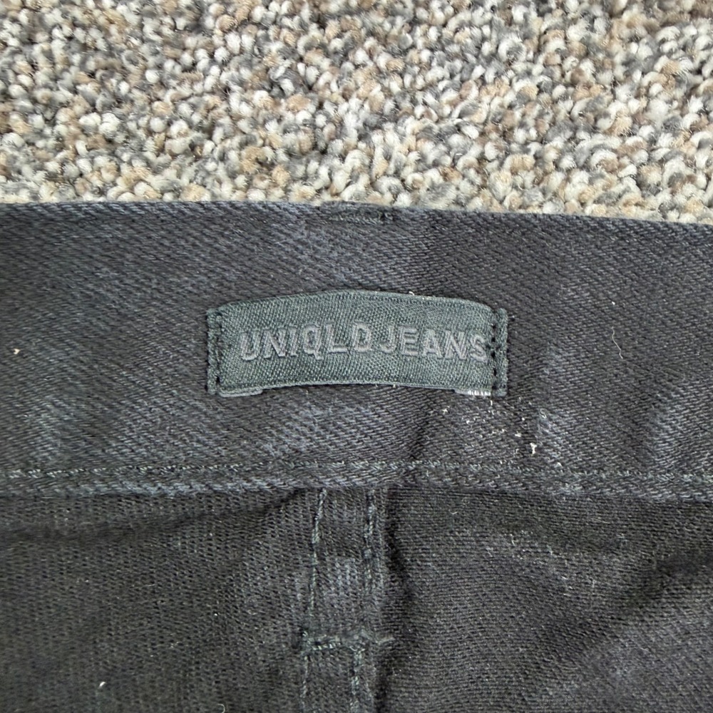 Uniqlo Selvedge Denim Jeans Mens 30 Black Slim Fit Straight Leg Stretch Red Line - Picture 7 of 14